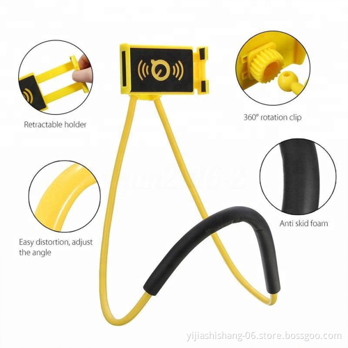 Hanging on Neck Cell Phone Holder Universal Mobile Phone Stand DIY Free Rotating for Multiple Functions lazy neck holder